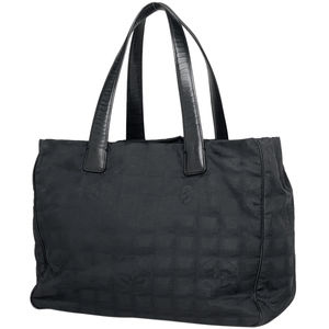 Chanel New Travel Line Tote MM Shoulder Bag Nylon Jacquard Black